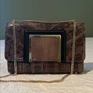 Jimmy Choo Snake Print Crossbody with Gold Chain